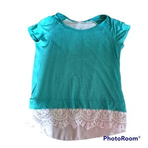 💥NOUVIDA 💥💙 MEDIUM SIZE💙 TURQUOISE BLUE 💙PEEKABOO BACK LACE BLOUSE💙💥